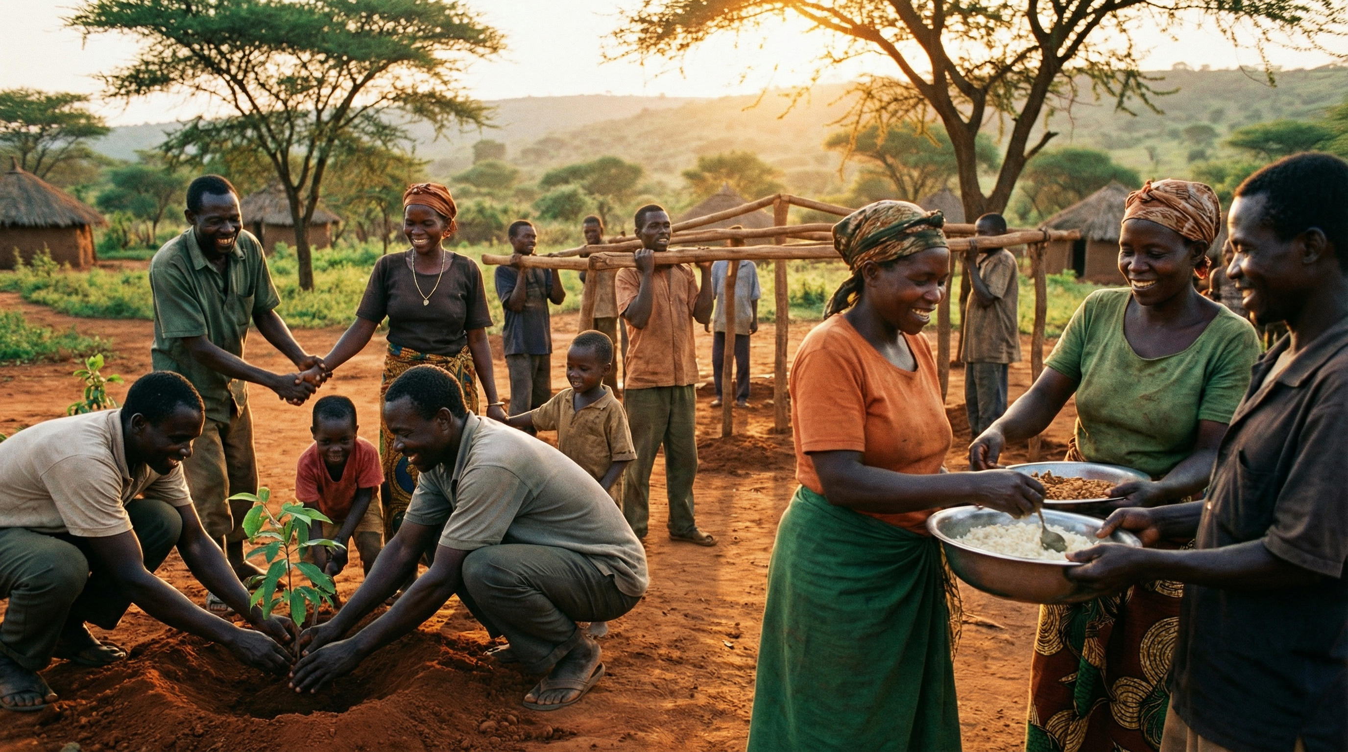 Community members working together